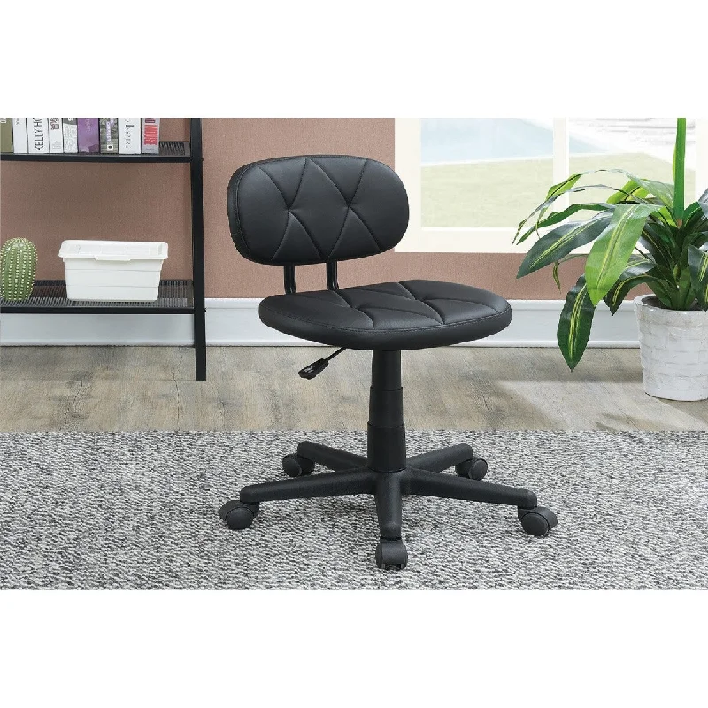 leather office chair with adjustable arms -Modern 1pc Office Chair Black Tufted Design Upholstered Chairs with wheels - Plastic