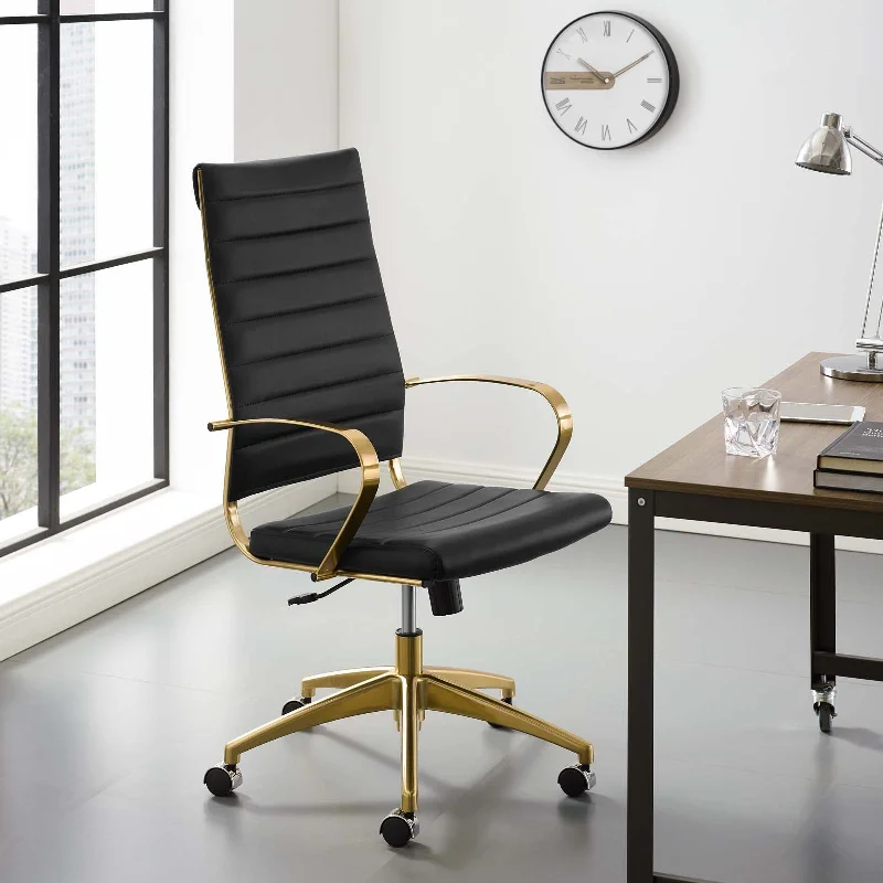 breathable mesh office chair with headrest -Modway Jive Gold Stainless Steel Highback Office Chair - EEI-3417