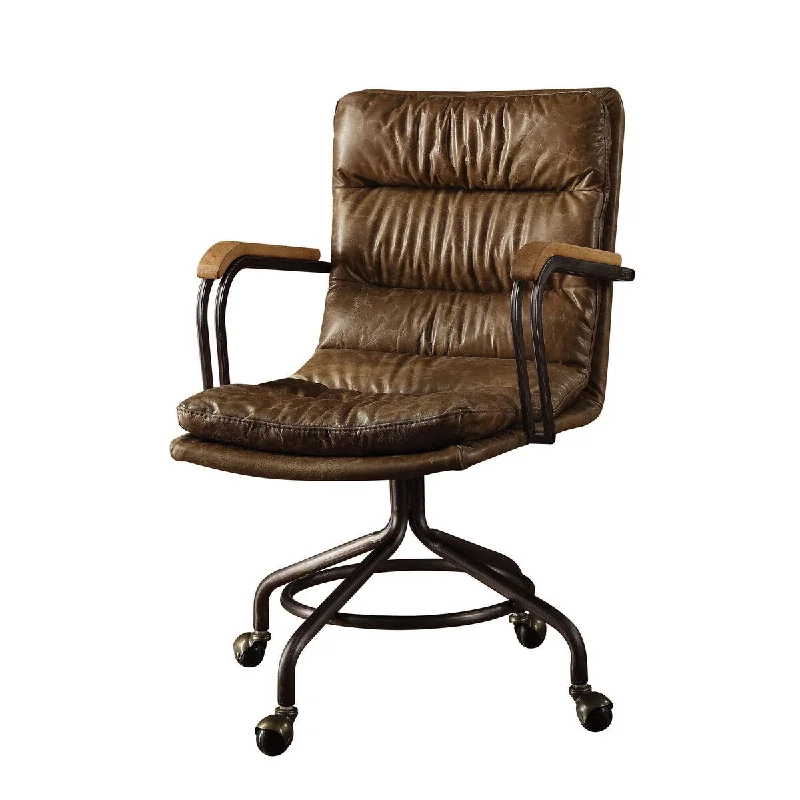 stylish office chair for modern workspaces -Office Chair in Vintage Whiskey Top Grain Leather