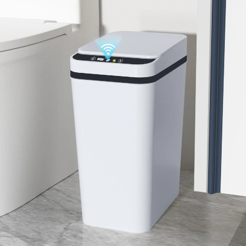 big-garbage-can-Small Trash Can with Lid, 3.5 Gallon Touchless Automatic Garbage Can Slim Waterproof Motion Sensor Smart Trash Bin