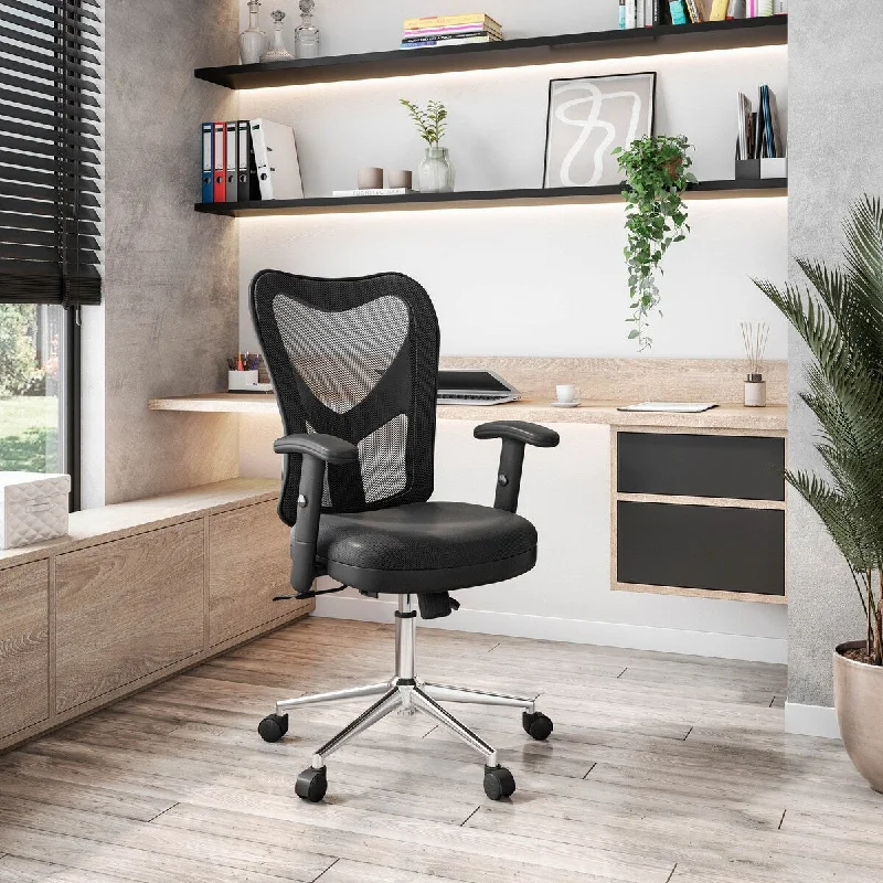 office chair with adjustable reclining angle -Techni Mobili High Back Mesh Office Chair - Polyester