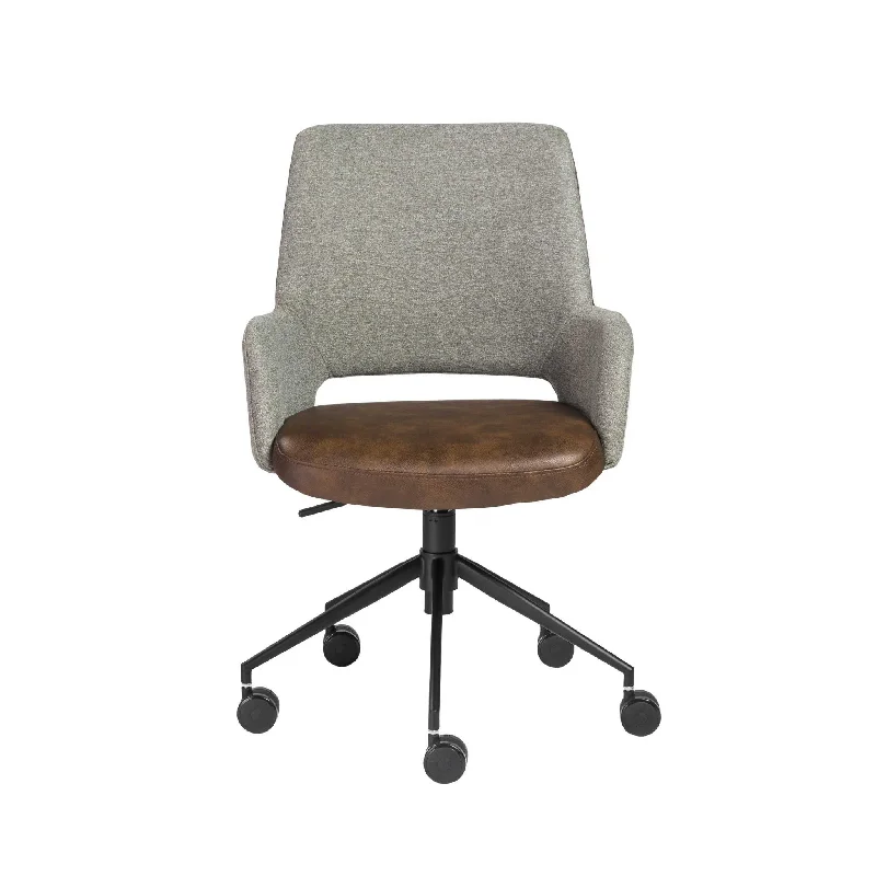 high-back ergonomic office chair -Gray Brown and Black Adjustable Swivel Fabric Rolling Office Chair