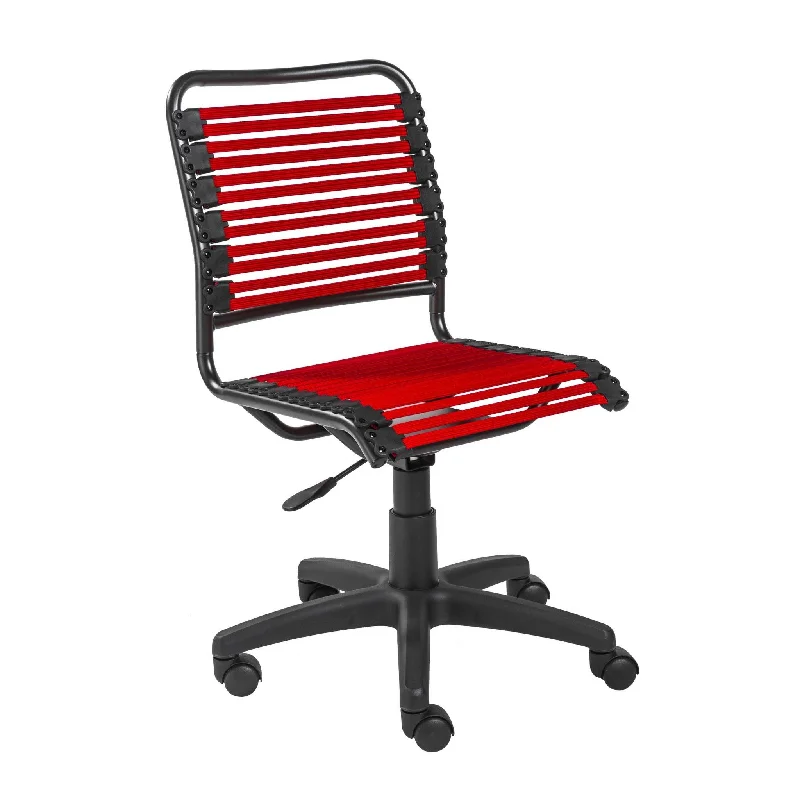 comfortable office chair with thick padding -Red and Black Adjustable Swivel Bungee Rolling Office Chair