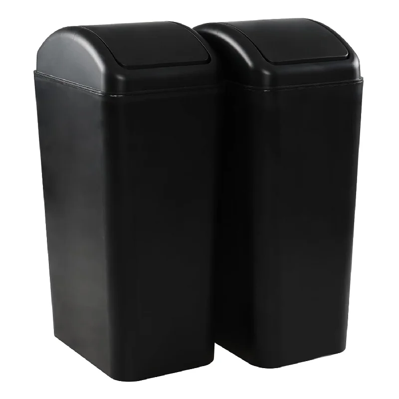 large-outdoor-trash-bin-with-lid-12 L Plastic Trash Can, Kitchen Garbage Can With Swing Lid, 2 Packs