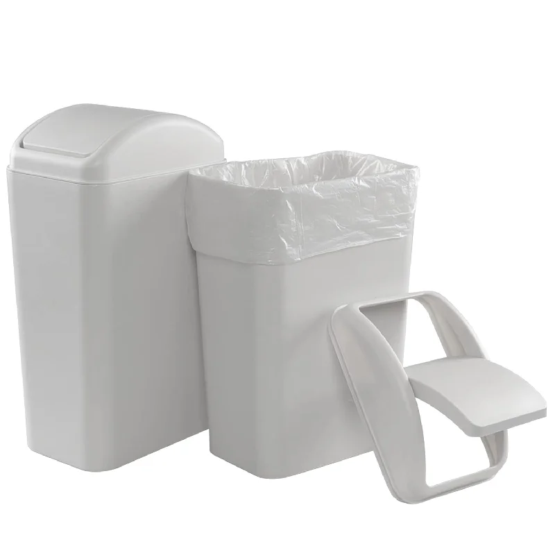 compact-garbage-bin-for-outdoor-12 Liter Slim Plastic Trash Can, Swing Lid Garbage Can, 2-Pack