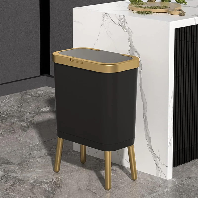 square-waste-bin-15L Bathroom Trash Can,Plastic Garbage Can With Push Button,Kitchen Trash Can Wi