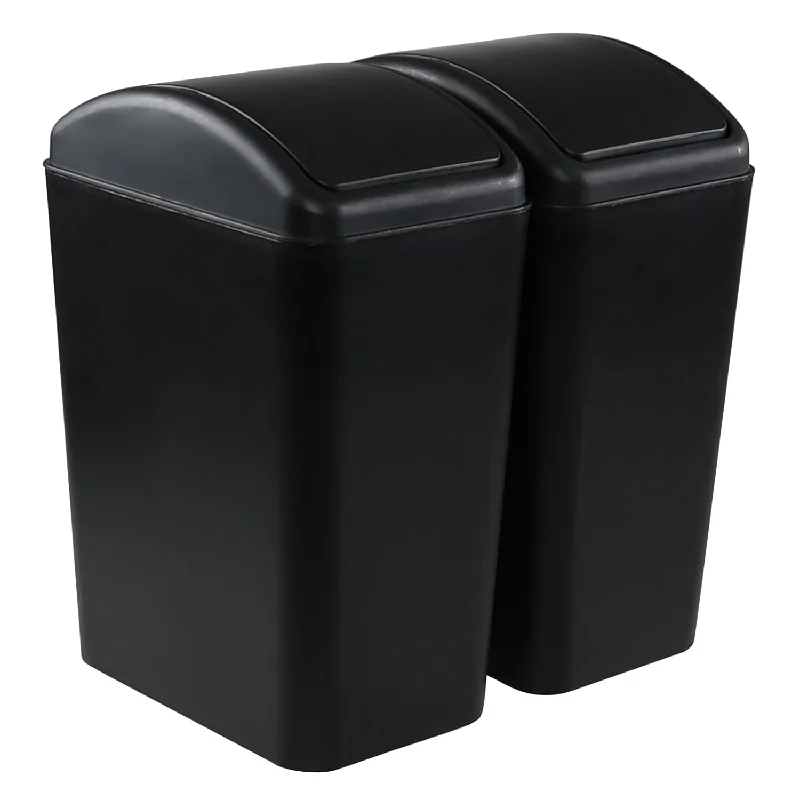 dual-compartment-trash-can-for-kitchen-16 L Trash Can With Swing Lid, Plastic Kitchen Garbage Can, 2 Packs