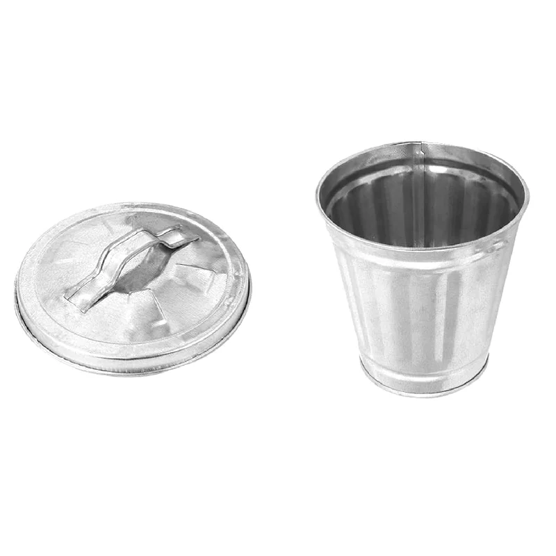 durable-trash-bin-1Pc Mini Trash Can, Desktop Pail Metal Wastebasket Garbage Can Flower Pot Metal