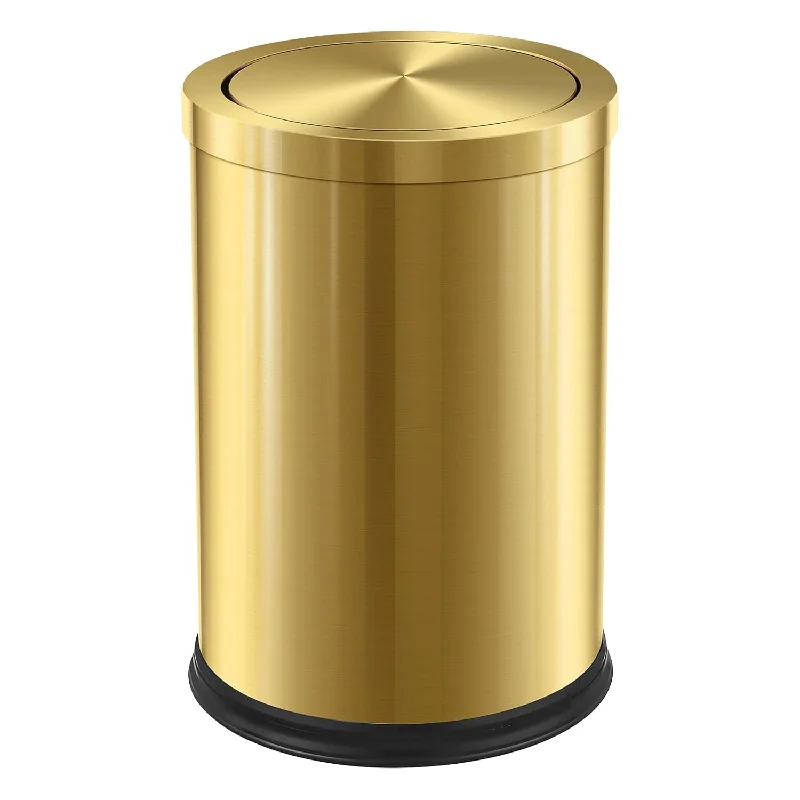 compact-kitchen-trash-can-2.6 Gallon Gold Bathroom Trash Can With Lid,Small Office Garbage Can Wastebasket