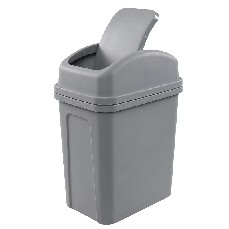 heavy-duty-trash-bin-for-office-2 Gallon Small Swing Lid Trash Can, Swing-Top Garbage Can, Gray