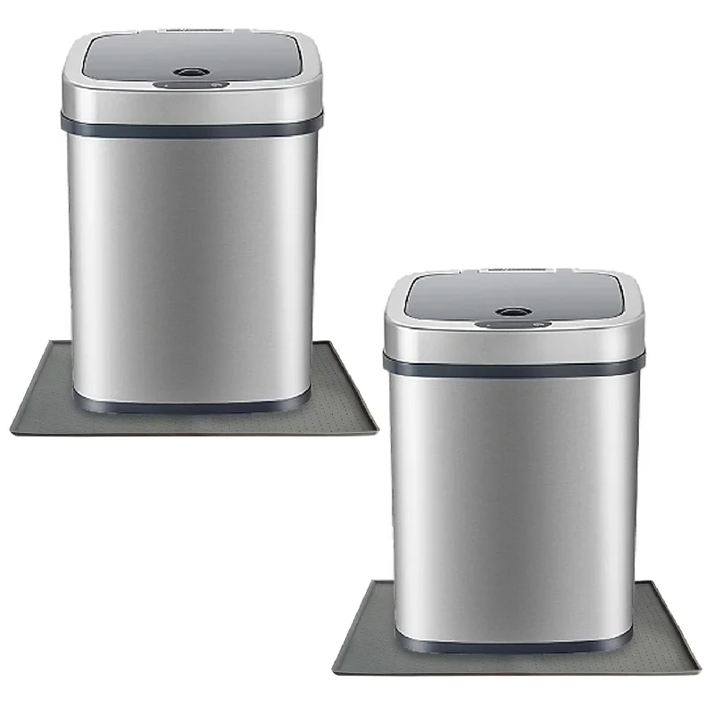 covered-garbage-can-2 Pack Trash Can Mat, Under Garbage Can Mat,11.8"X18.9" Non-Slip Trash Can Mat W