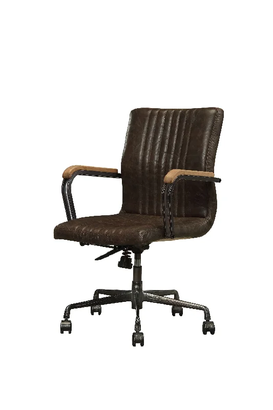 breathable mesh ergonomic chair with high-back support -Chocolate and Black Adjustable Swivel Leather Rolling Executive Office Chair