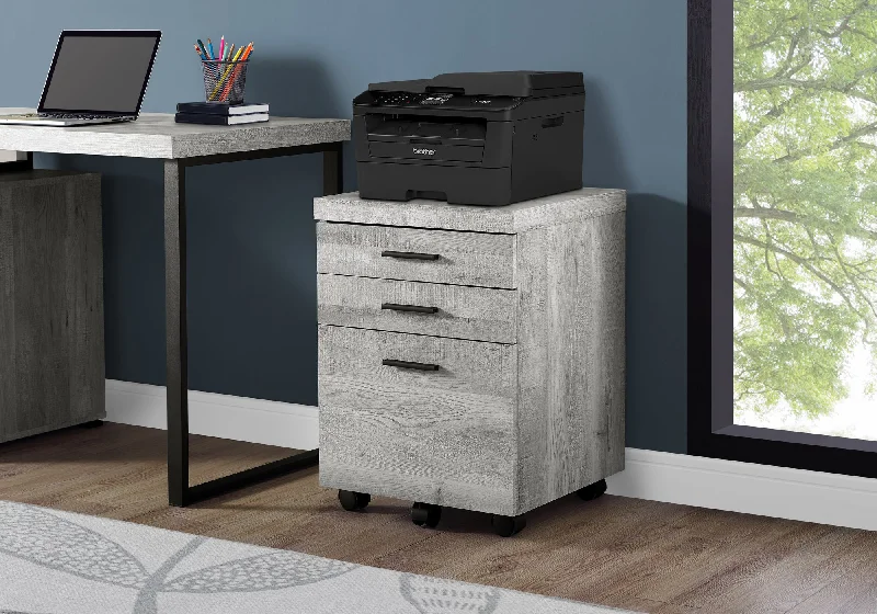 filing cabinet with brushed stainless steel handles -17.75" X 18.25" X 25.25" Taupe Particle Board 3 Drawers  Filing Cabinet