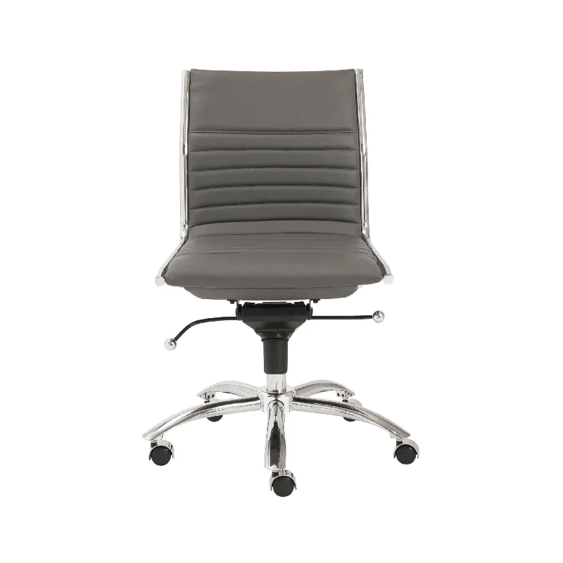 heavy-duty office chair with reinforced frame -Gray and Silver Adjustable Swivel Faux Leather Rolling Conference Office Chair