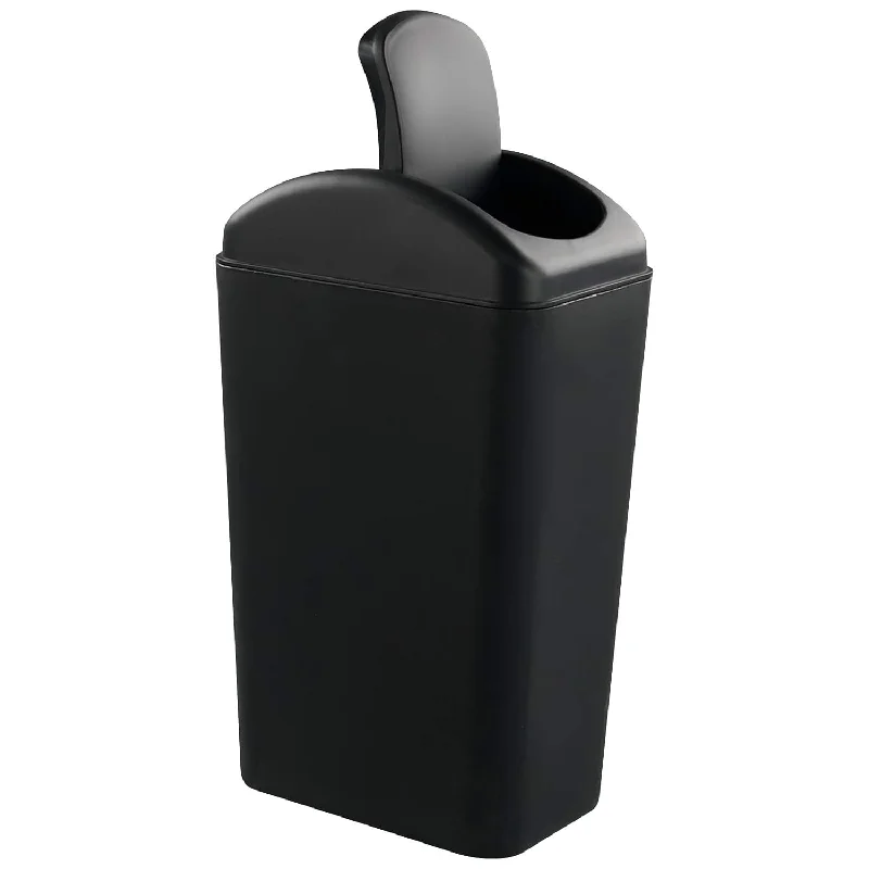 trash-can-for-home-use-3.5 Gallon Plastic Trash Can, Swing Top Garbage Can, Black, 1 Pack