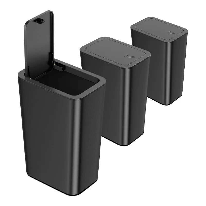 trash-can-without-lid-3 Pack 10 Liter Small Trash Can With Lid, 2.6 Gallon,Garbage Can Slim Trash Bin