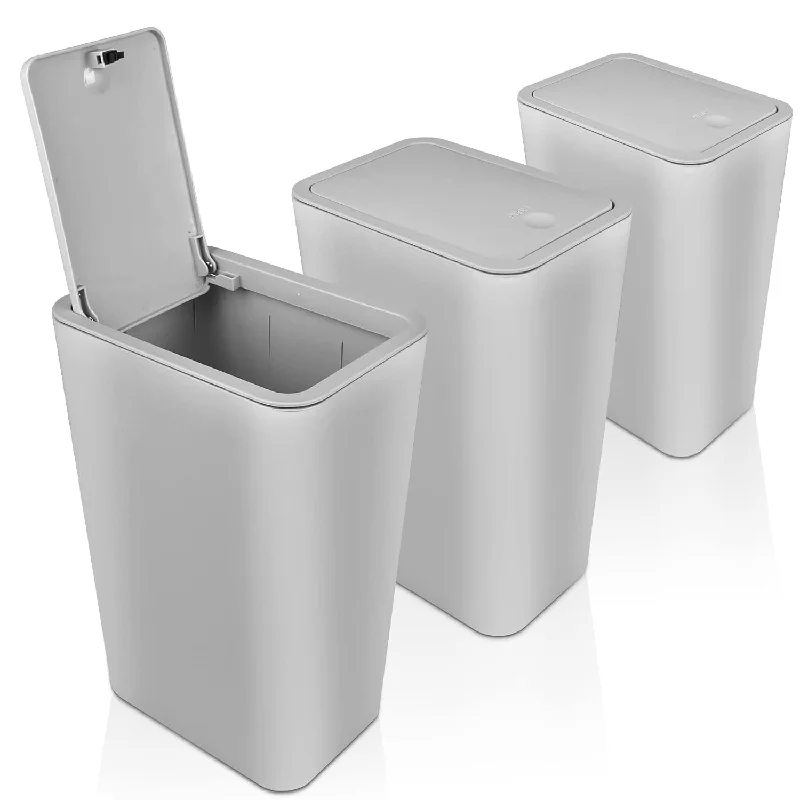 trash-can-for-garbage-3 Pack 10L / 2.6 Gallon Small Trash Can With Lid, Slim Garbage Can With Pop-Up L