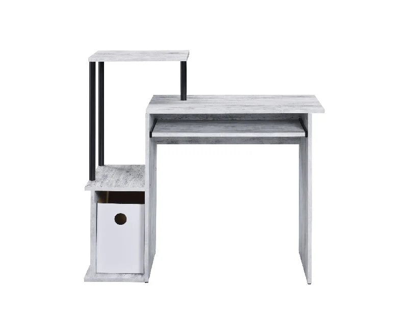 compact student desk with drawers-37" Antiqued White Computer Desk