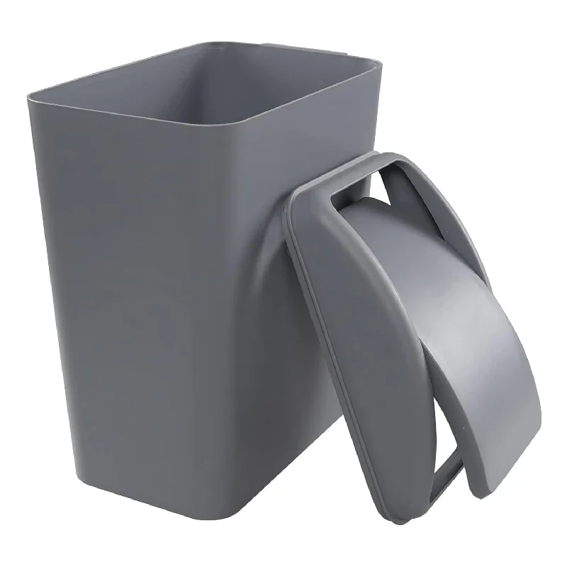 small-recycling-garbage-can-4.2 Gallon/16 Liter Swing-Top Lid Garbage Can, Grey Plastic Kitchen Trash Bin, 1