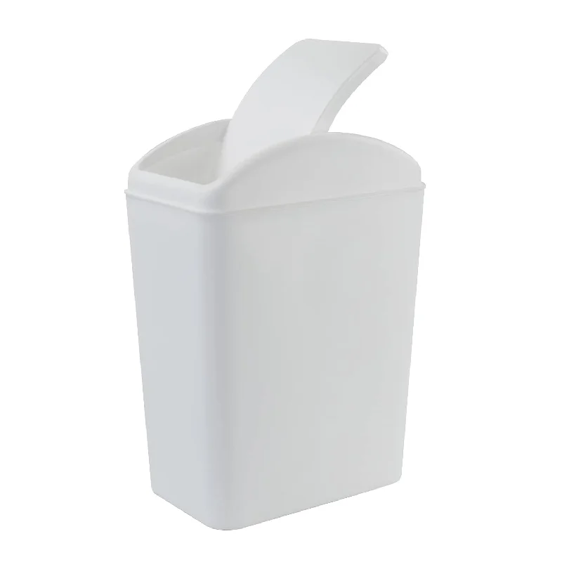 trash-bin-for-family-home-4.2 Gallon Swing Lid Waste Can, Plastic Garbage Cans With Swing Lid, 1 Pack, Whi