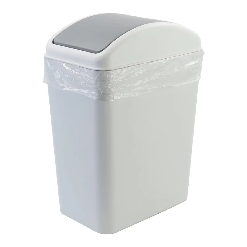 trash-can-with-compartments-for-waste-4.5 Gallon Kitchen Garbage Can With Swing Lid, Plastic Swing Top Trash Can, Gray