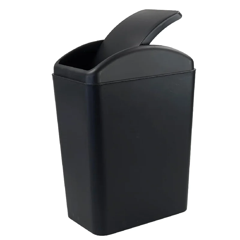 trash-can-with-pedal-and-lid-4.5 Gallon Plastic Swing-Top Trash Can, Garbage Can With Swing Lid, Balck