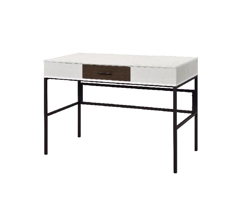 large work desk with storage-42" White and Black Writing Desk