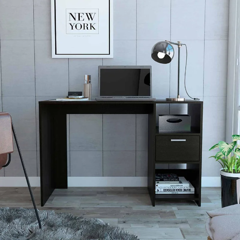 industrial-style writing desk with drawers-43" Black Computer Desk