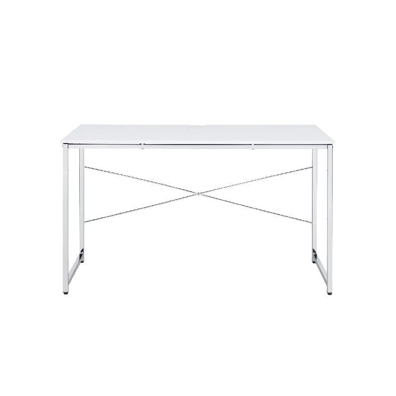 heavy-duty metal frame desk-47" White and Silver Writing Desk