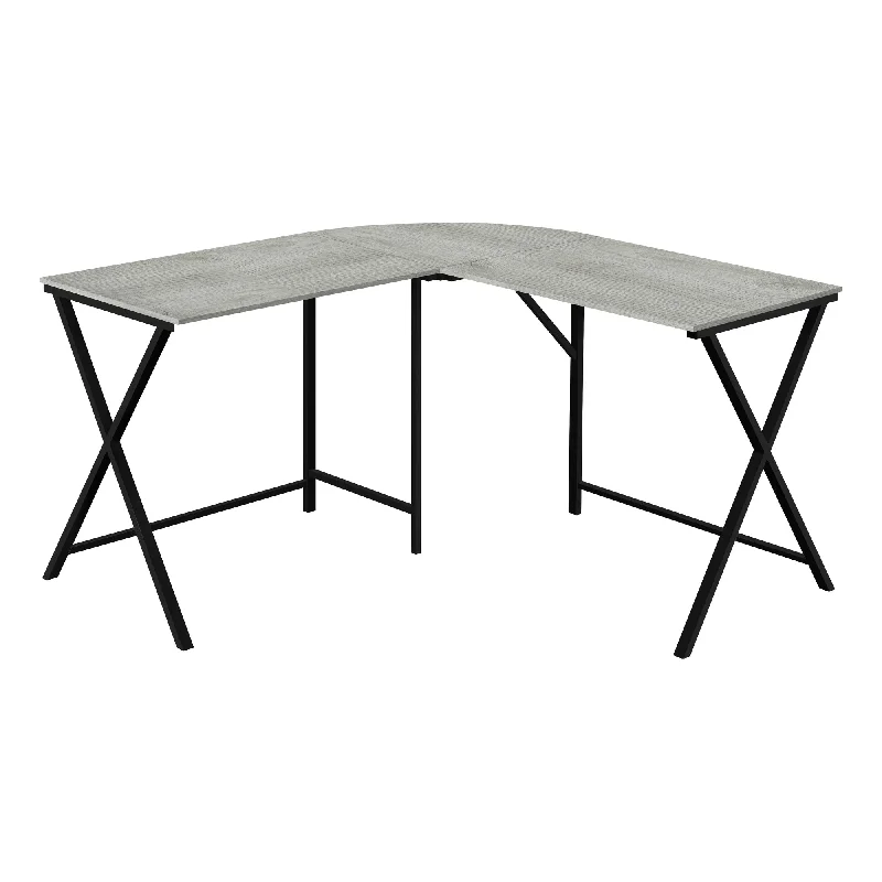 minimalist design study desk-55" Gray and Black L Shape Computer Desk