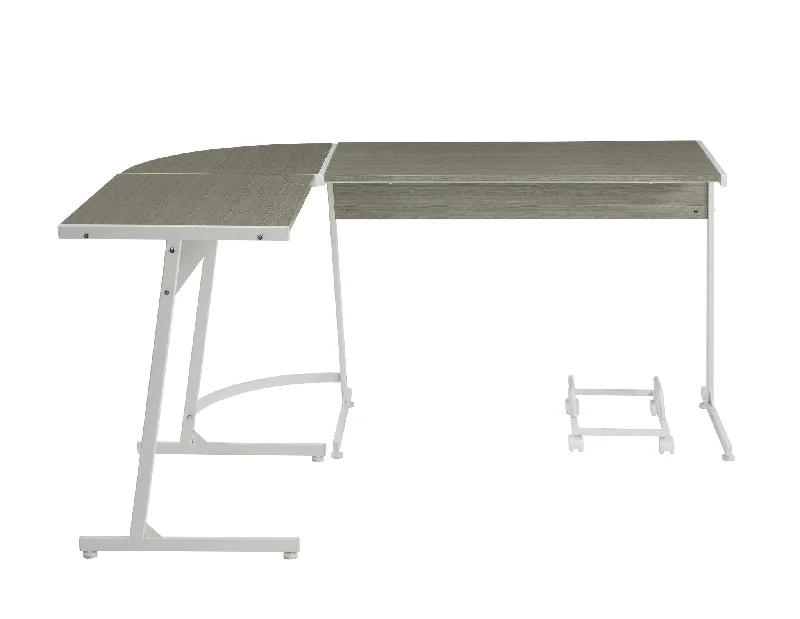 high-quality executive desk with drawers-58" Gray and White L Shape Computer Desk