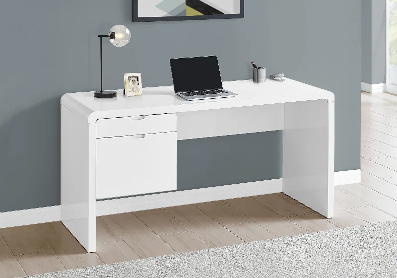 creative modern workspace desk-60" White Computer Desk With Two Drawers