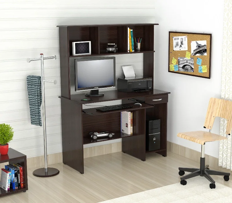 stylish computer desk with shelving-47" Espresso Solid Wood Computer Desk