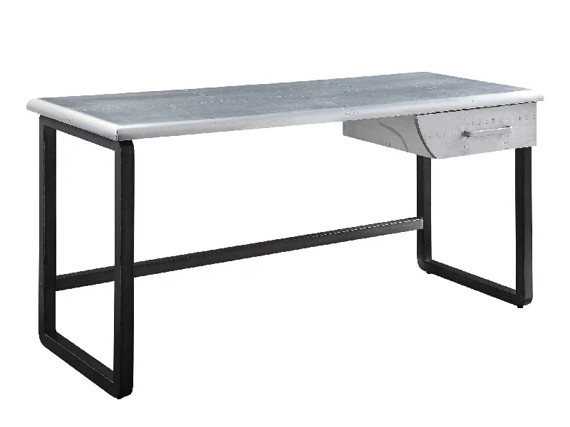 executive desk with built-in storage-63" Silver and Black Aluminum Writing Desk