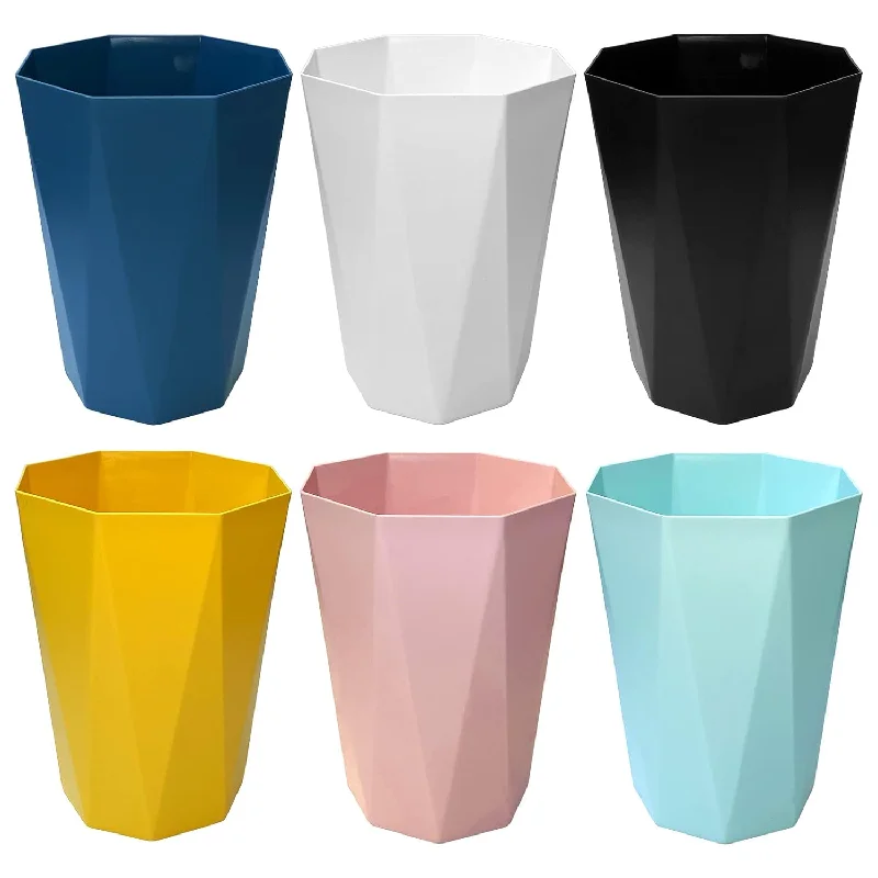 outdoor-trash-bin-with-compartment-6Pcs Trash Can Wastebasket Plastic 2.6 Gallon Garbage Can Container Rubbish Tras