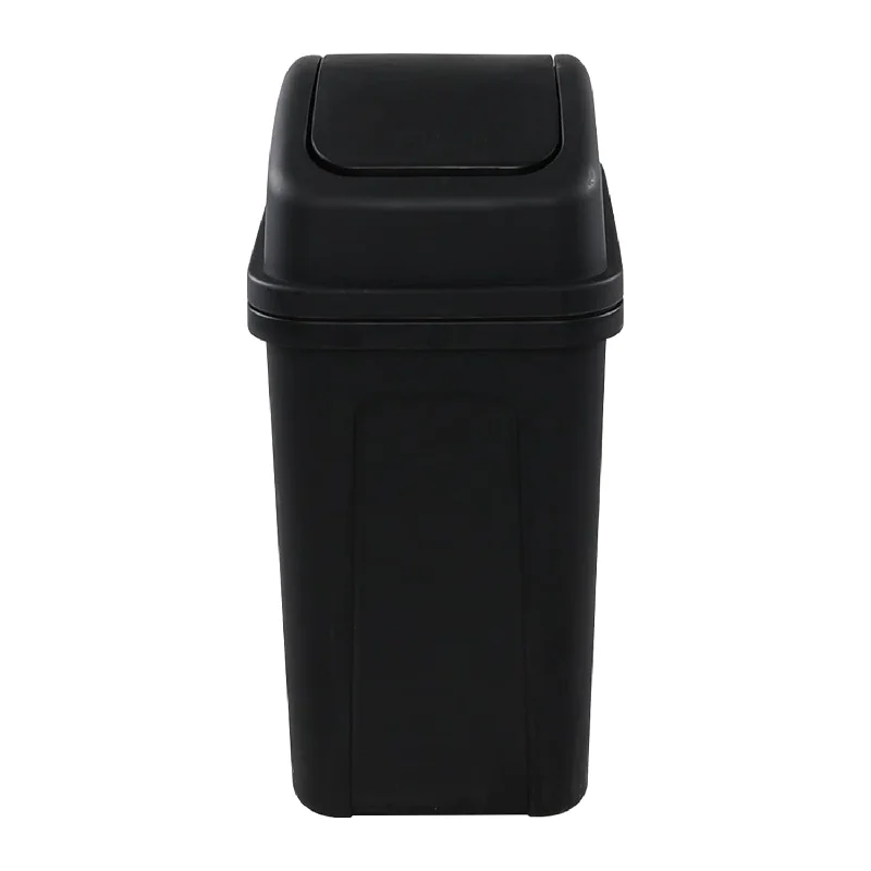 trash-bin-for-office-daily-use-7 L Slim Swing Top Garbage Can, Plastic Kitchen Trash Can With Swing Lid, Black