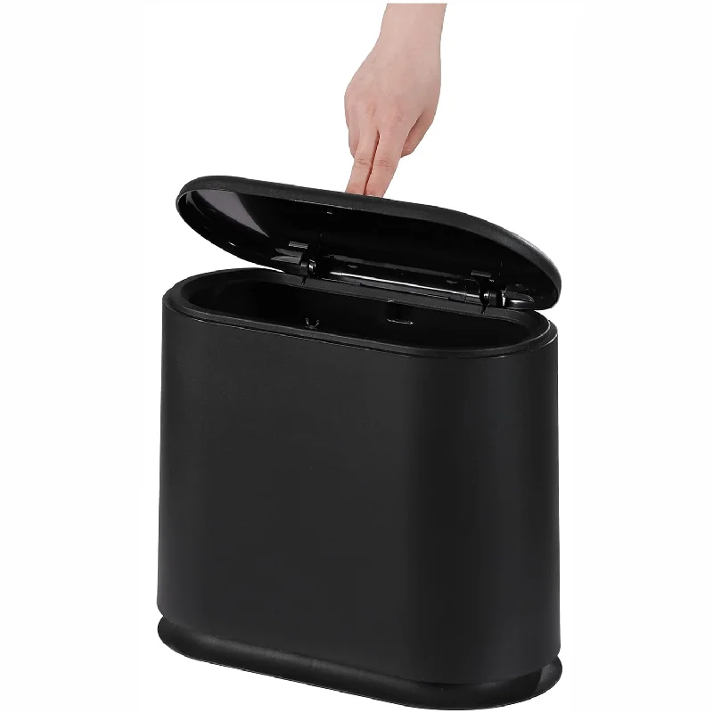 smart-waste-bin-8L Slim Plastic Trash Can 2.1 Gallon Small Narrow Garbage Can With Press Top Lid