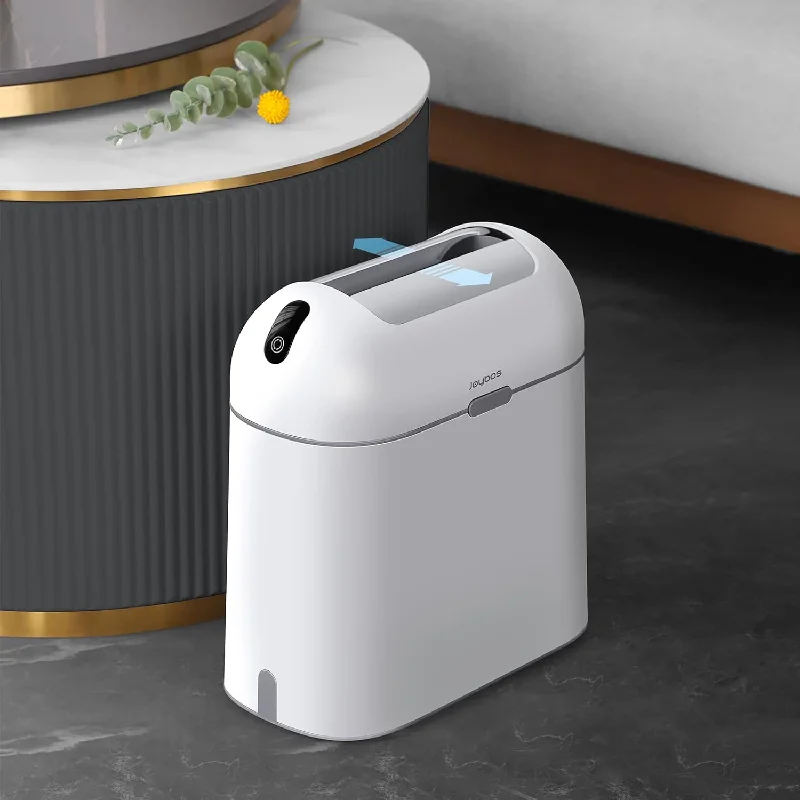 recyclable-bin-for-kitchen-Bathroom Trash Can With Automatic Lids, Bedroom Garbage Cans W/A Lid, No Touch S