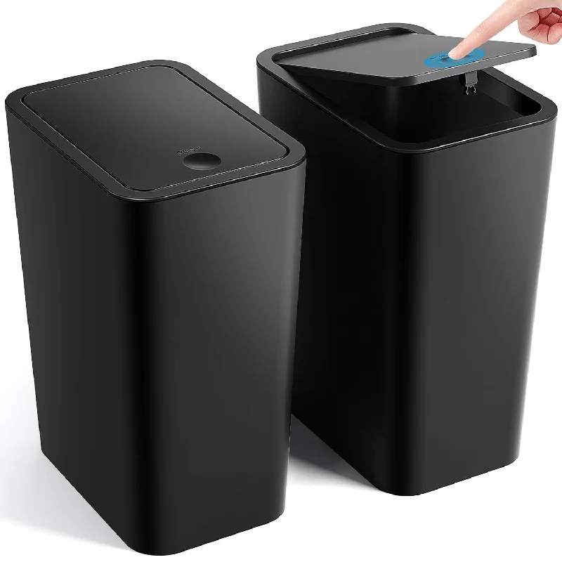 small-kitchen-trash-can-Bathroom Trash Can With Lid, 2 Pack 4 Gallons/15 Liters Garbage Can With Pop-Up