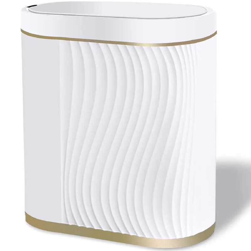 touch-free-trash-can-Bathroom Trash Can With Lid Automatic Garbage Can, 2 Gallon Slim Smart Trash Can