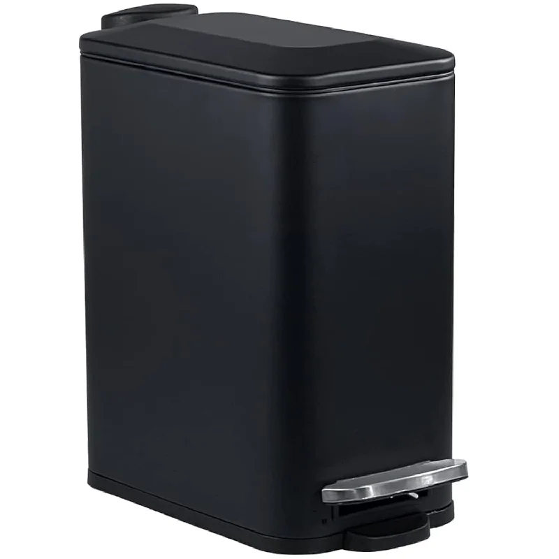 trash-can-with-sensor-Bathroom Trash Can With Lid Soft Close 1.3Gal / 5L Rectangular Small Garbage Can