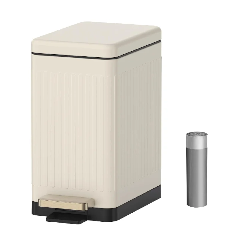 home-waste-bin-Bathroom Trash Can With Lid-Stainless Steel Step Slim Garbage Can-Metal Wastebas