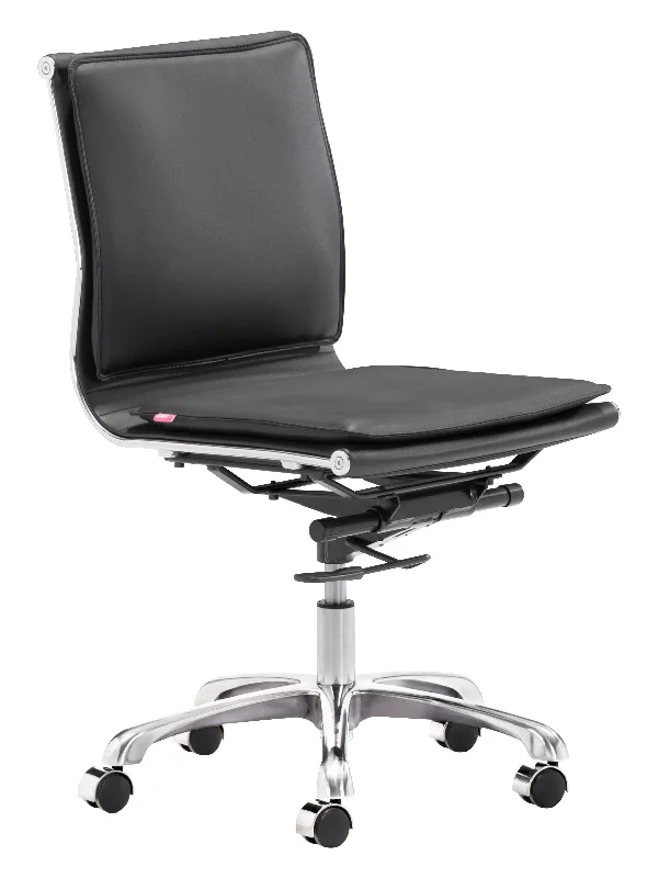 padded ergonomic office chair with extra lumbar support -Black and Silver Adjustable Swivel Faux Leather Rolling Executive Office Chair