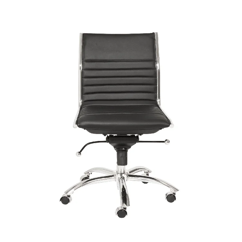 office chair with high-density foam padding -Black and Silver Adjustable Swivel Faux Leather Rolling Conference Office Chair