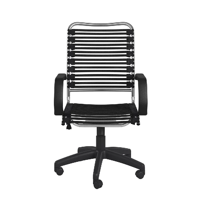 luxury office chair with velvet upholstery -Black and Silver Adjustable Swivel Bungee Rolling Office Chair