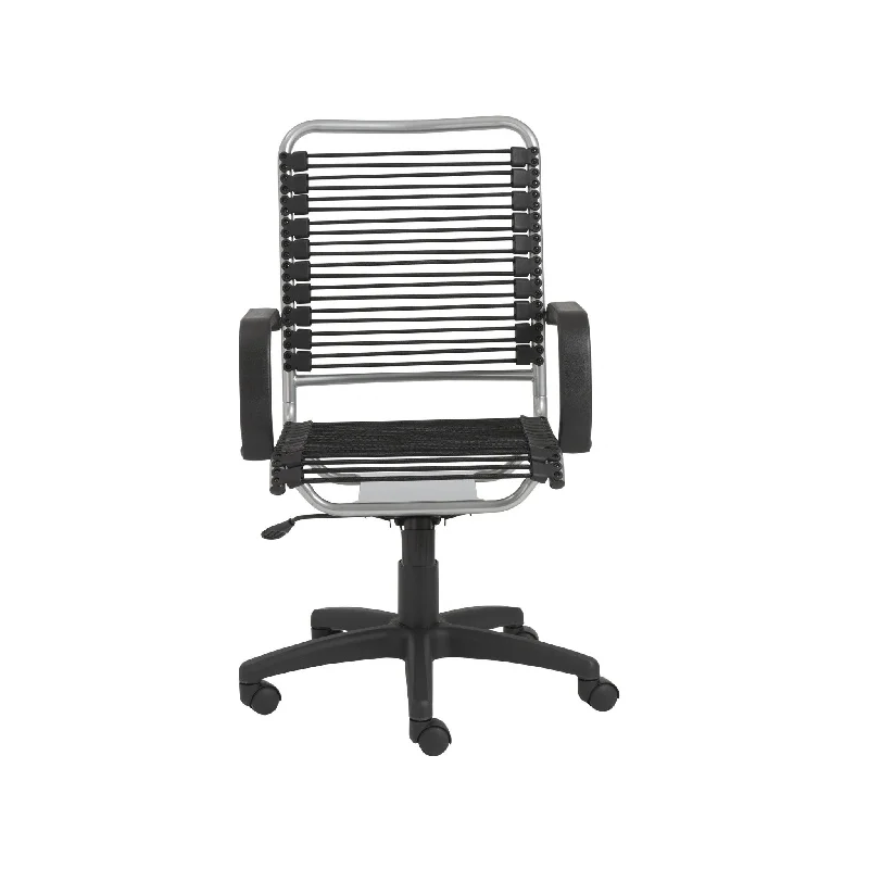 stylish office chair for modern work environments -Black and Silver Adjustable Swivel Bungee Rolling Office Chair