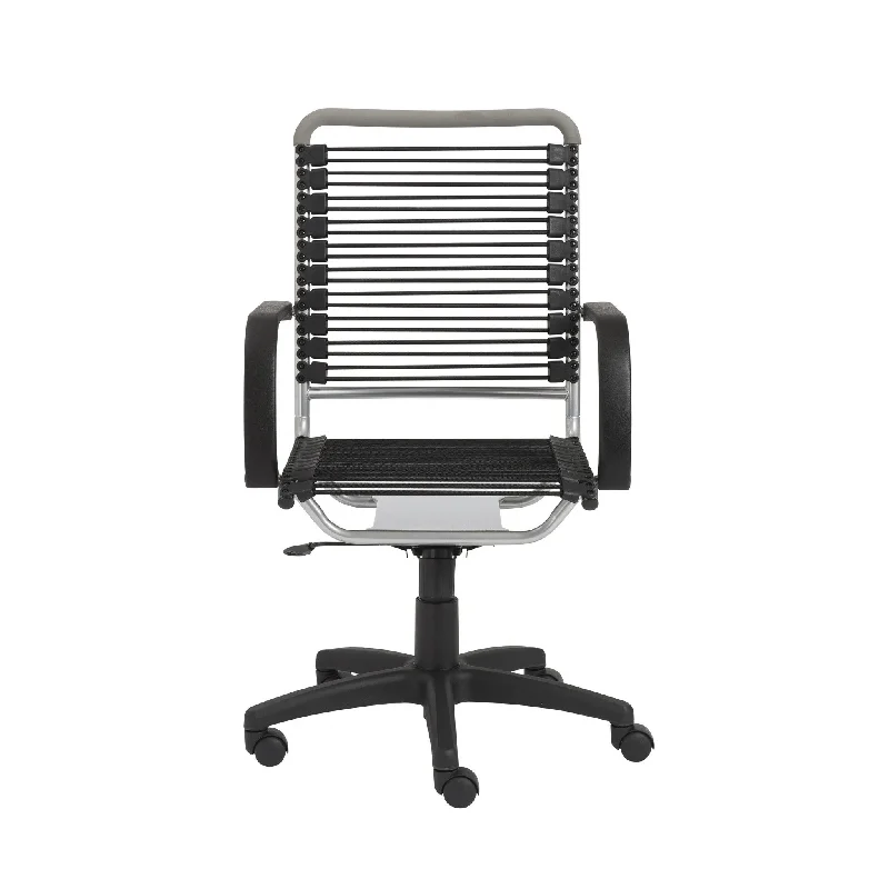 high-density foam office chair for added comfort -Black and Silver Adjustable Swivel Bungee Rolling Office Chair