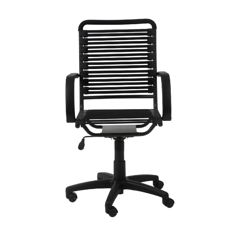 office chair with breathable seat cushion -Black Adjustable Swivel Bungee Rolling Office Chair