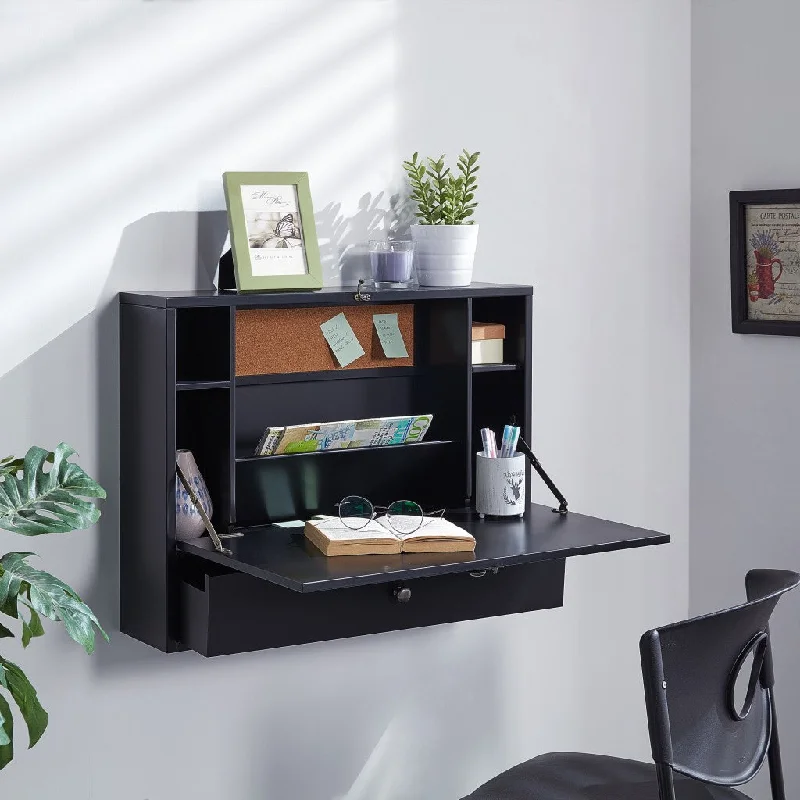 ergonomic office desk with shelves-26" Black Floating Desk