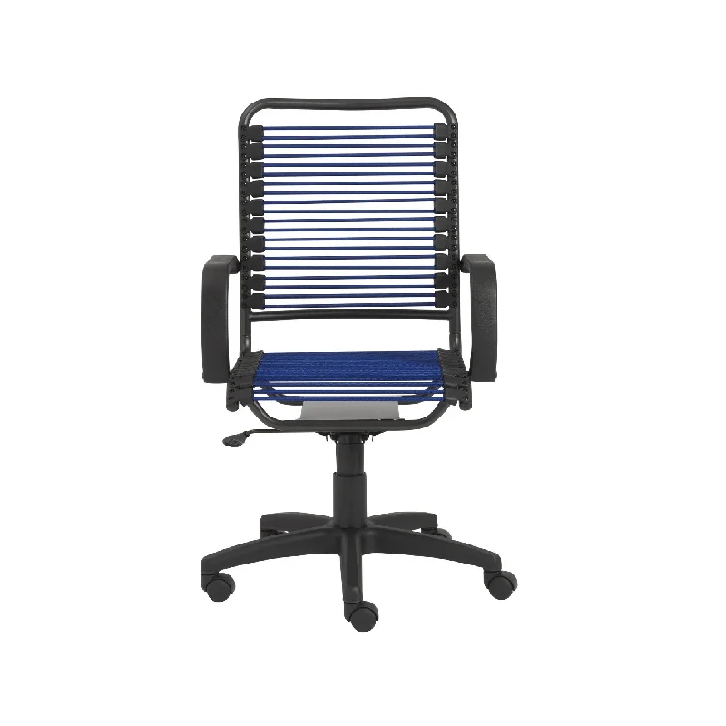 recliner-style office chair with extended leg support -Blue and Black Adjustable Swivel Bungee Rolling Office Chair